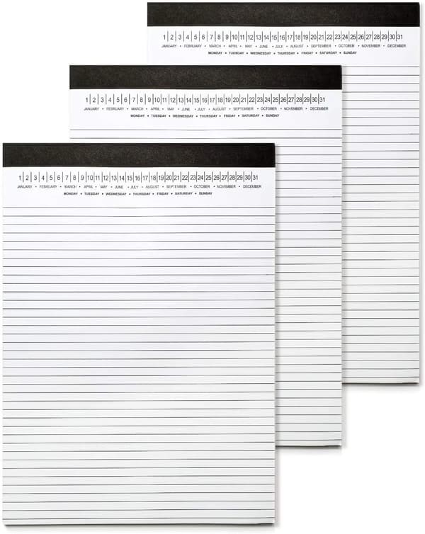 Notebook 8.5 x 11 Narrow Ruled Writing Pads for College and Office Notes, White, 3-Pack