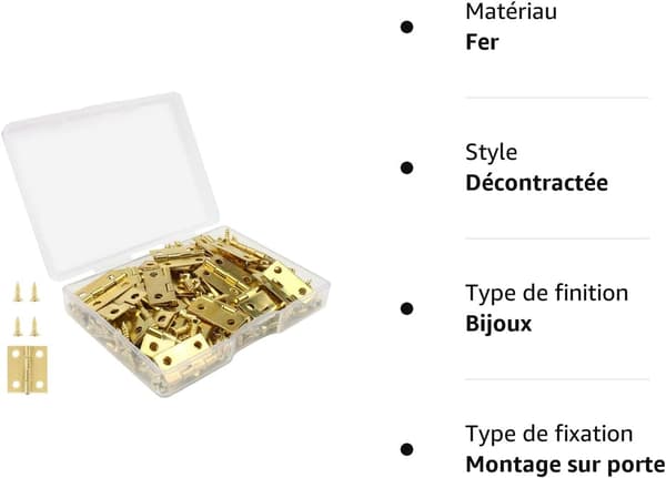 50 Mini Modelhængsler 18x15mm, Rustfrit Stål Messing med 200 Skruer til Smykkeskrin Skab-FX-