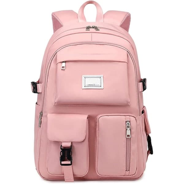 Large Backpack with Multiple Compartments, Waterproof School Backpack - Pink_TF Pink Pink