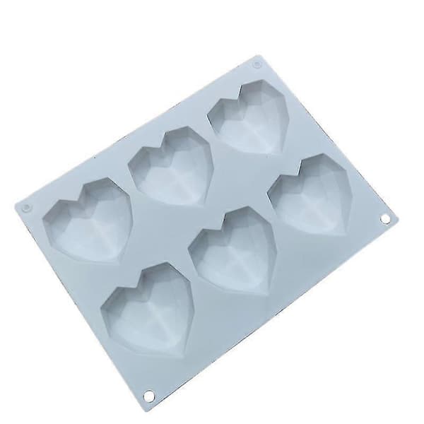 Wabjtam 6-cup Silicone Cake Mold Chocolate Mold 3D Heart-shaped Baking Tool, 2 pcs - Pink, White