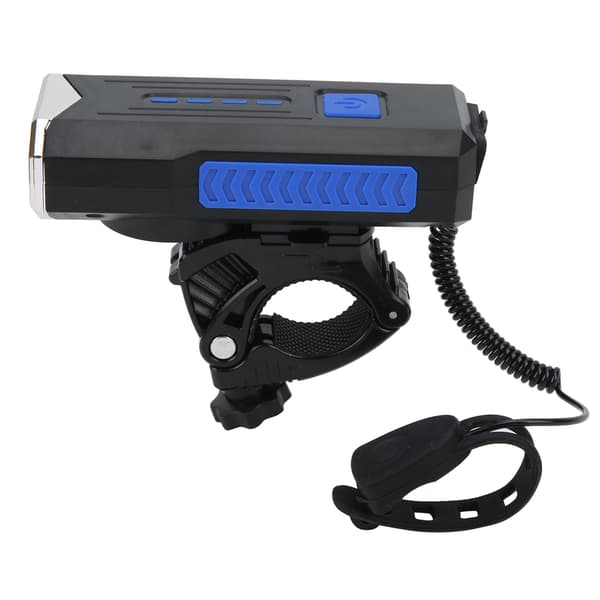 Bicycle Headlight USB Rechargeable Night Riding Waterproof Bike Front Light with Horn Blue