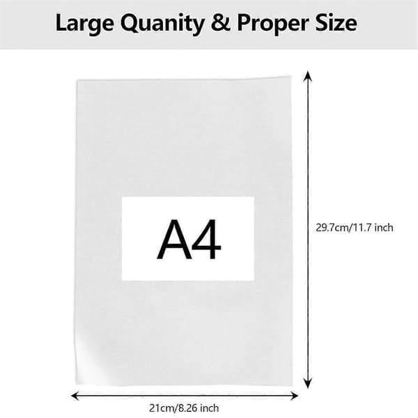 A4 Tracing Paper 200 Sheets, 63 GSM Tracing Paper Bulk, Technical Tracing Paper A4 for Drawing, Scrapbooking, Sketching White White