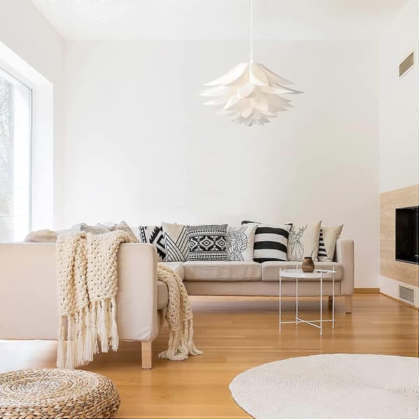 Lotus Lampshade - Installation Pendant - Ceiling Lamp - E27 Socket Kit with Ceiling Mount - 50cmX30cm (Yellow)