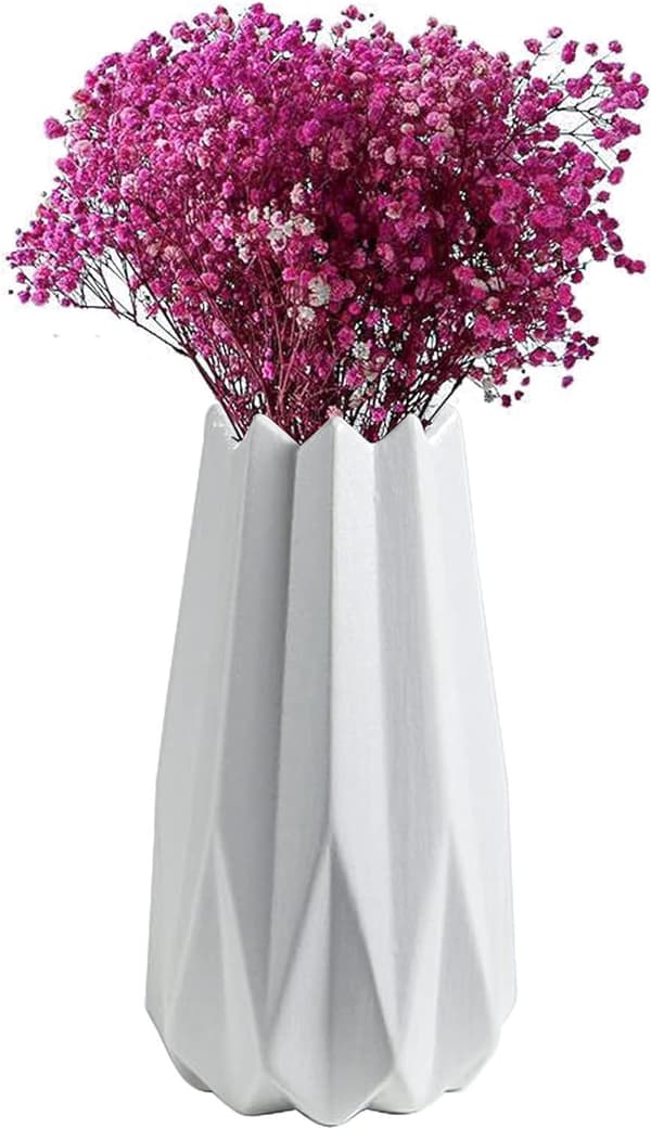 Pampasgress Keramisk Vase Håndlaget Geometrisk Vase Hvit Gull B B B