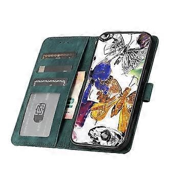 Compatible with iPhone 11 Pro Max Embossed Butterfly Case with Wallet and Kickstand Case - Green Green Green
