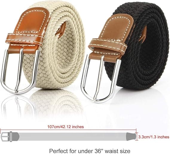 2-pak flettede stretch canvas elastiske herrebælter