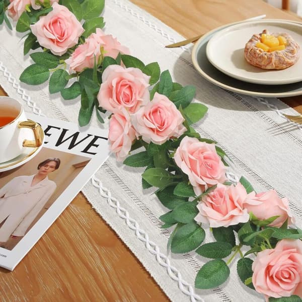 3-pack Artificial Hanging Flowers, Artificial Ivy Garland, Rose Baskets, Wedding Garden Decoration (6.0 m per string)