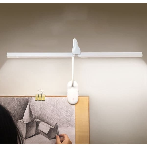 Mini øyebeskyttelse skrivebordslampe USB-lading student soverom sovesal LED-klemme dobbel lampehette sammenleggbar nattlampe C