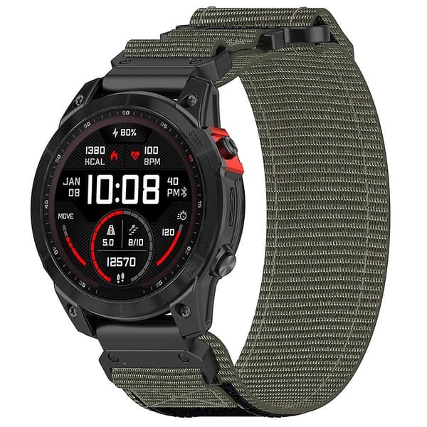 Nylonranneke tarranauhalla Garmin Fenix 7X/7X Pro/Instinct 2X/QuickFit 26mm - Harmaa Grey Garmin Fenix 7X