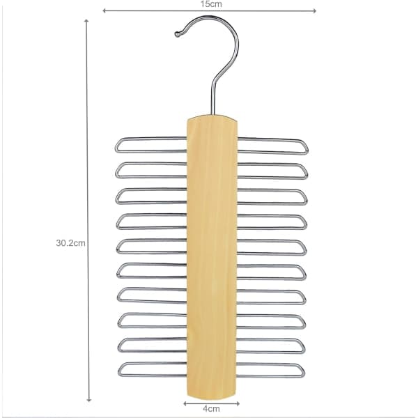 Trehenger for 20 slips – Oppbevaringsorganisator for skjerf og belter