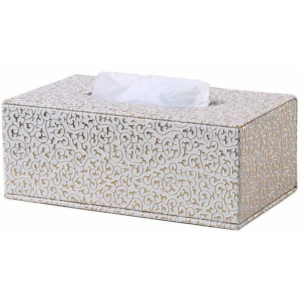 PU-skinn ansiktsvevsdispenser 25 x 14 x 9,5 cm (gull)