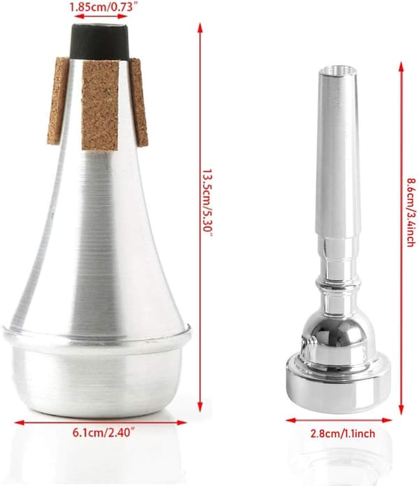 3-pack trumpet mouthpieces (3C 5C 7C) with mute