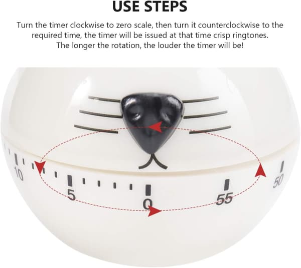 Mekanisk kökstimer med kattmönster - Kökstimer, tecknad kattunge mekanisk timer kök
