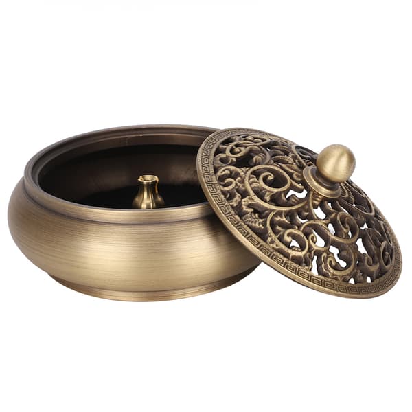 Brass Household Incense Burner, Craft Decoration (Round Top)