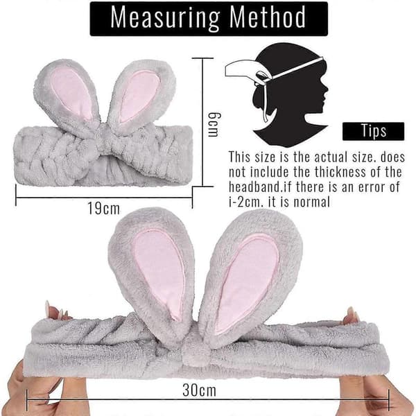 4-pack Easter Makeup Headbands Cute Bunny Ear Spa Headband Coral Fleece
