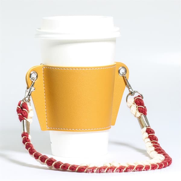 Kaffekoppkjede, bærbar PU-skinnveske for drikkekopp