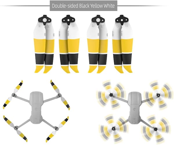 Air 2S Propeller Low Noise Foldable 7238F Propeller Compatible with DJI Mavic Air 2/Air 2S Drone (Black Yellow White 4pcs)