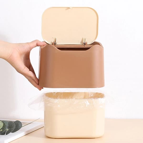 Mini Countertop Trash Can Waste Bin for Countertop Table Next to Coffee 17.5x13x13.5cm