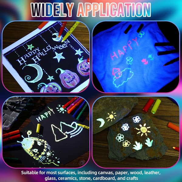 12 stk selvlysende tusjer, UV neon fluorescerende tusjpenner antall_i_pakken - item_package_quantity