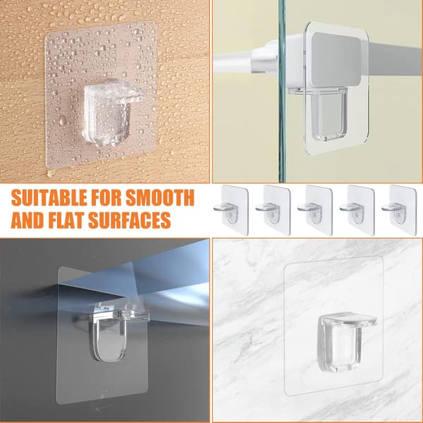 24-pack självhäftande hyllstöd, 6 x 6 cm hyllfästen, transparenta