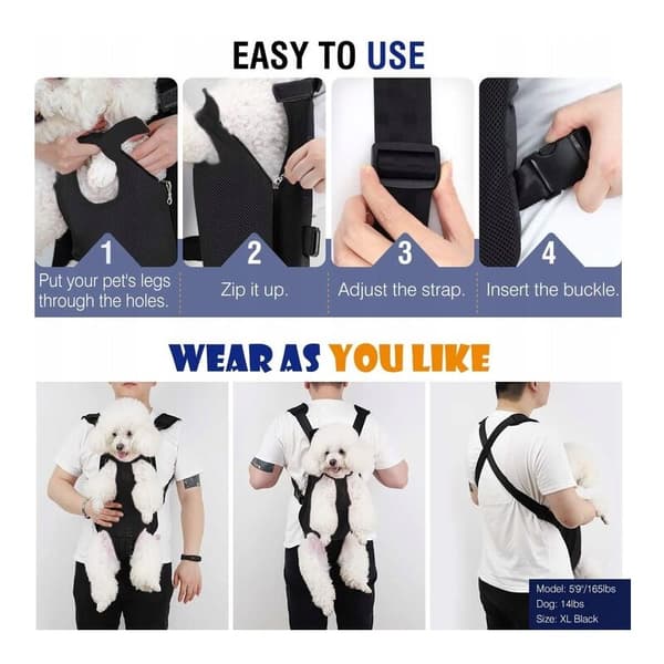 Pet Carrier Pet Backpack Pet Front Carrier Black XL