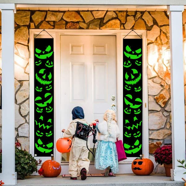 Halloween Verandaskilt, Selvlysende Banner med Vers