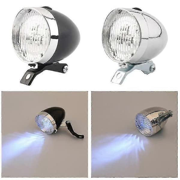 Sykkellykt retro vintage sykkel 3 LED frontlys-FX- Sølv Silver