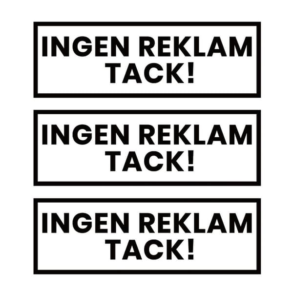 3-pakkaus Ei mainoksia kiitos -tarra valkoinen 3,5×10,5cm