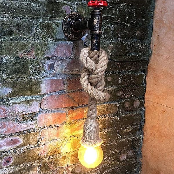 Creative Wall Lamp Retro Iron Pipe Large Rope Wall Lamp