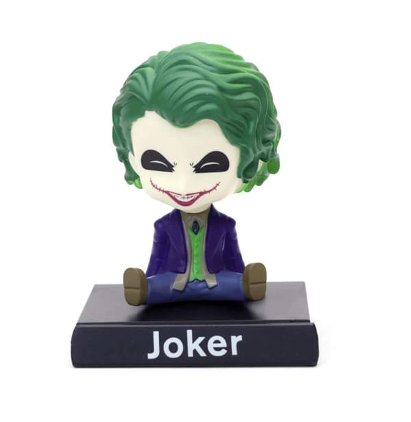 Karaktär bobblehead-dukke med mobilholder/mobilholder for dashbord (lilla)