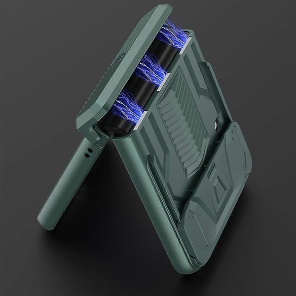 For Samsung Galaxy Z Flip4 GKK Skyvbart Camshield Magnetisk Pansret Flip-deksel