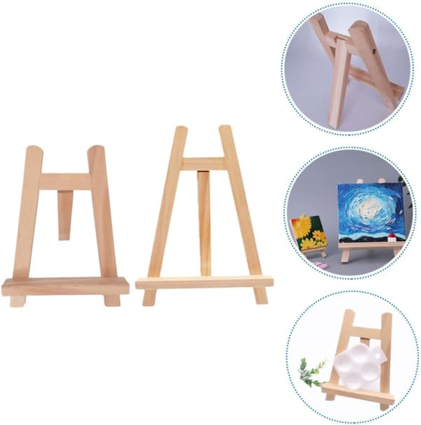 Holzstaffelei tre ben 2 stk for barn for maling og presentasjon -