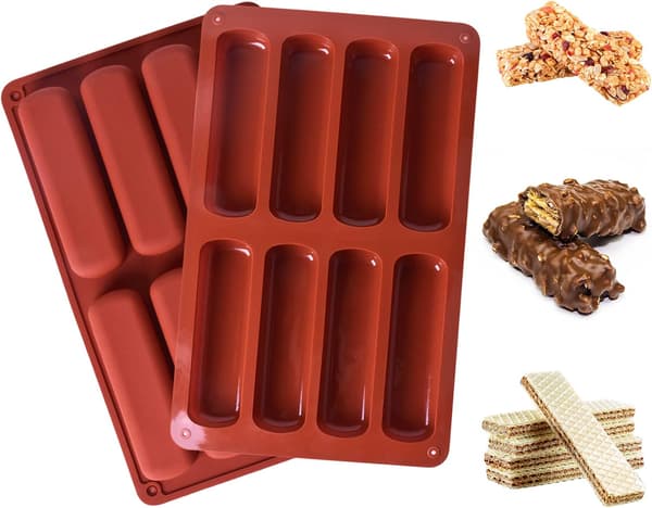2-delt lang stripeformer, rektangulær silikonform for frokostblanding