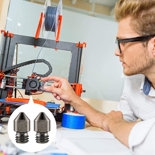 5 kpl karkaistuja terässuuttimia 0,4 mm/ 1,75 mm 3D-tulostin MK8 Ei