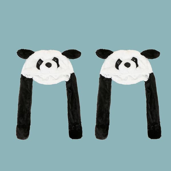 Dejlig Panda Øre Bevægelig Plys Hat Legetøj All-match Til Pige Dreng I Efterår Vinter