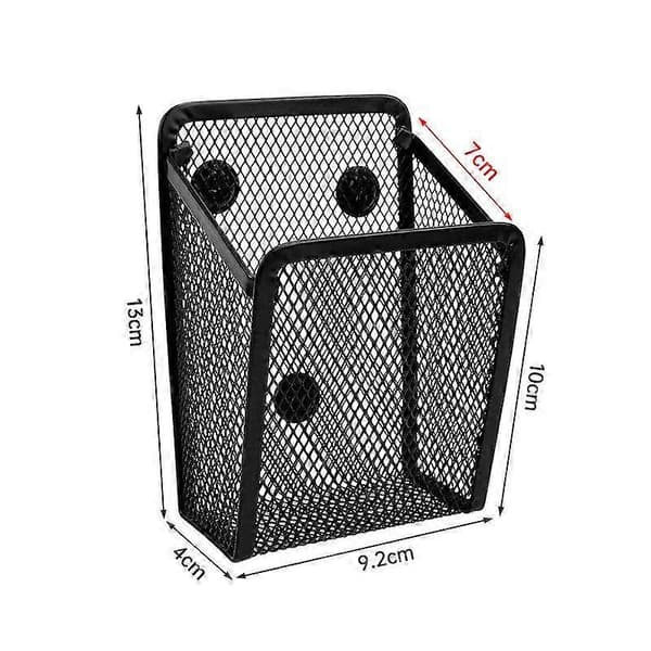Magnetic Desktop Storage Box Metal Mesh Storage Box Office Supplies Mesh Pen Holder Sugar Holder Whiteboard Refrigerator Magnet 2-pack