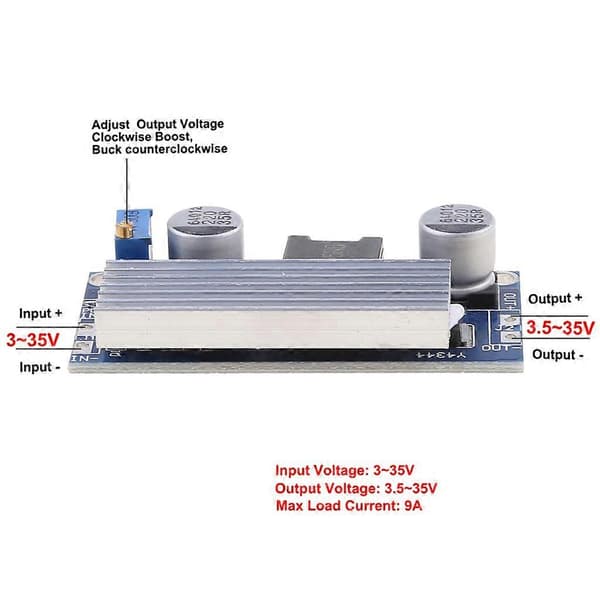100W DC-DC Boost Step Up-omformer 4-30V til 5-35V 12V 24V 9A Strømforsyningsmodul