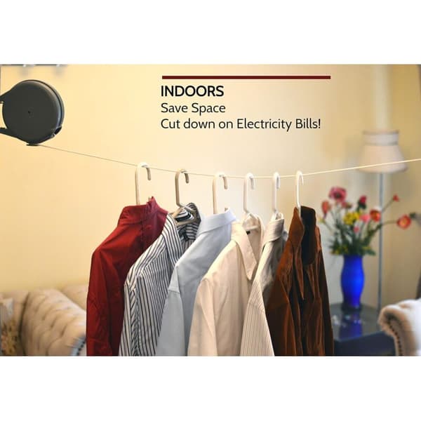 12m Retractable Clothesline - 16 kg Load Capacity - Easy Wall Mounting - For Balconies, Patios and Camping - Length: 18cm / Width: 16cm / Height: 5cm
