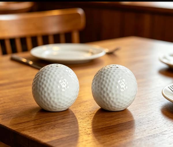 Keramisk salt- och pepparströare, golfbollsformade kryddburkar, set om 2