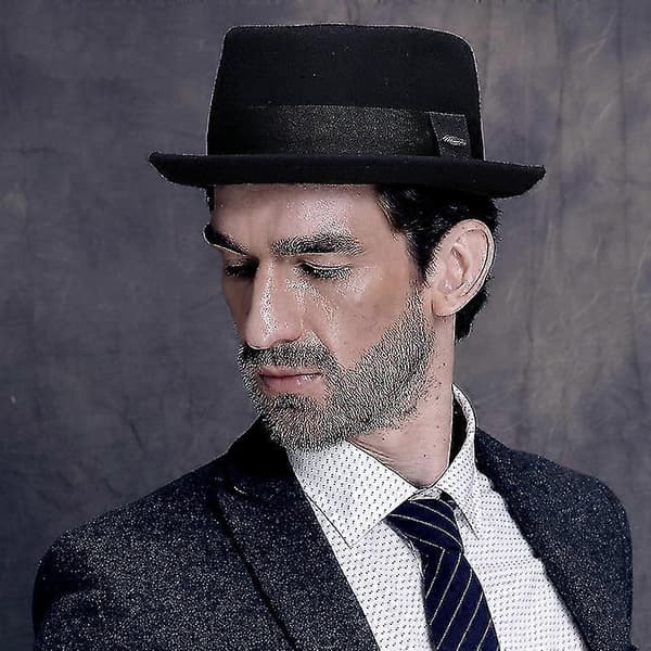 Pork Pie Hat 100% Uldfilt Herre Porkpie Breaking Bad Hatte Flad Top Herre Fedora (FMY)