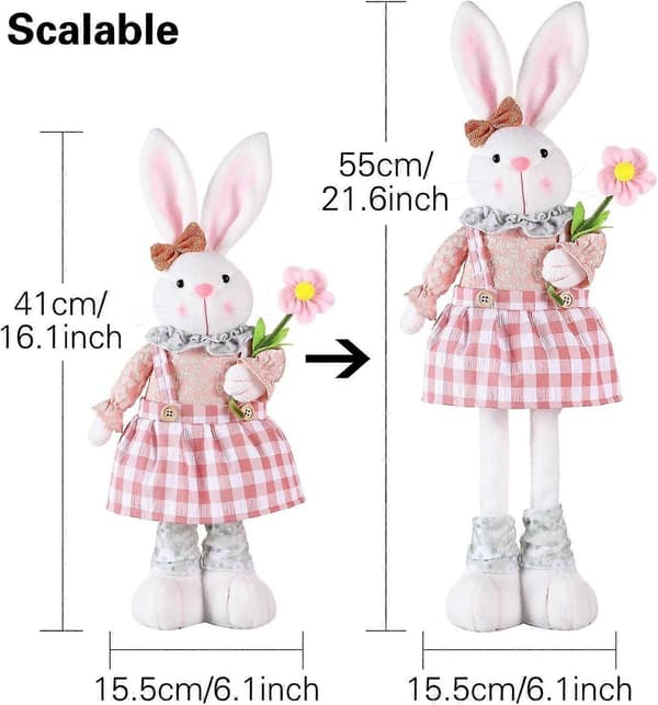 Easter Bunny Decoration Large Plush Rabbit with Telescopic Extendable Legs for Spring Table Decoration (FMY)