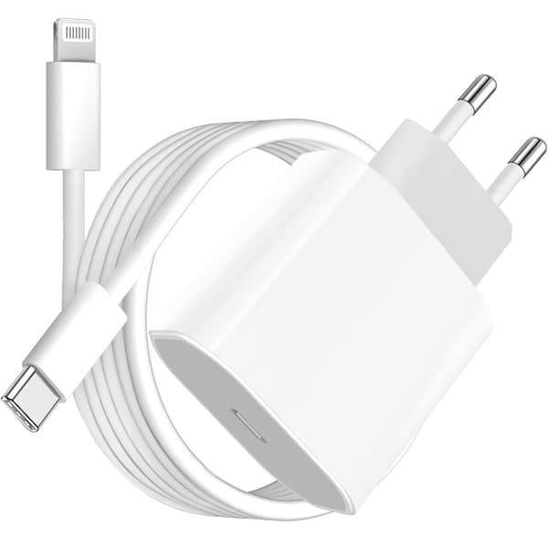 1/2-pakning Lader for iPhone Adapter+Kabel 20W USB-C Hurtiglader_TF_TF 1-pakning 1-Pack