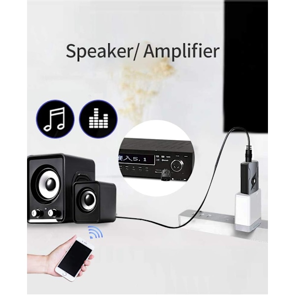 USB Bluetooth 5.0 -sovitin, USB Bluetooth -äänilähetin 5.0 -vastaanotin Bluetooth-sovitin 3,5 mm:n äänikaapelilla PC:lle/TV:lle/autolle/kaiuttimille/MP3:lle/kuulokkeille