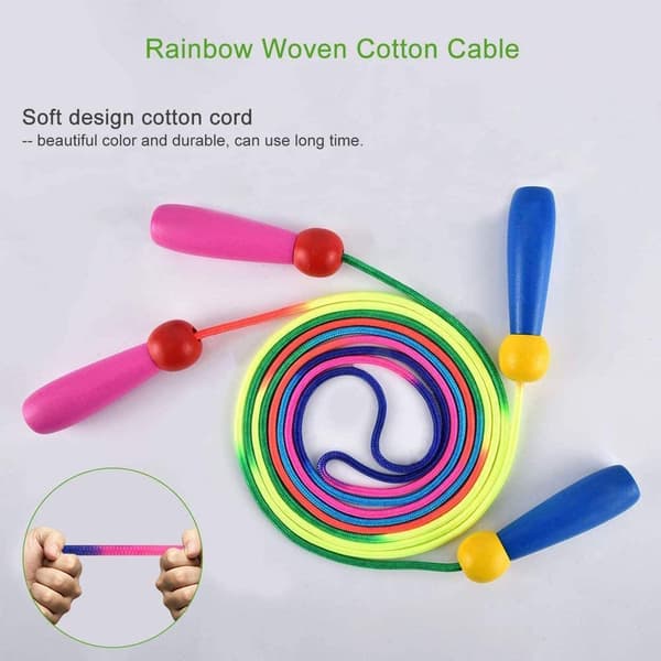 Adjustable Jump Rope Kids 2-pack 240 cm Jump Rope with Wooden Handle