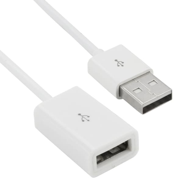 2-paknings skjøtekabel USB - 1 meter Hvit Vit white