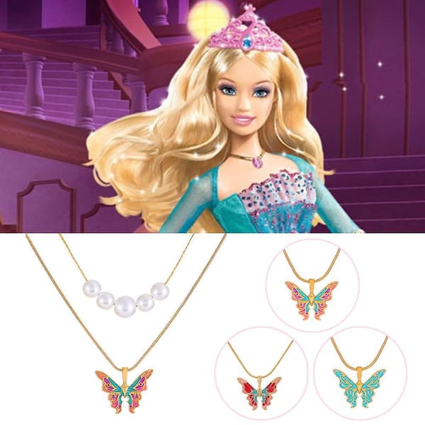 Elegant sommerfuglehalskæde prinsesse Barbie justerbar kædehalskæde