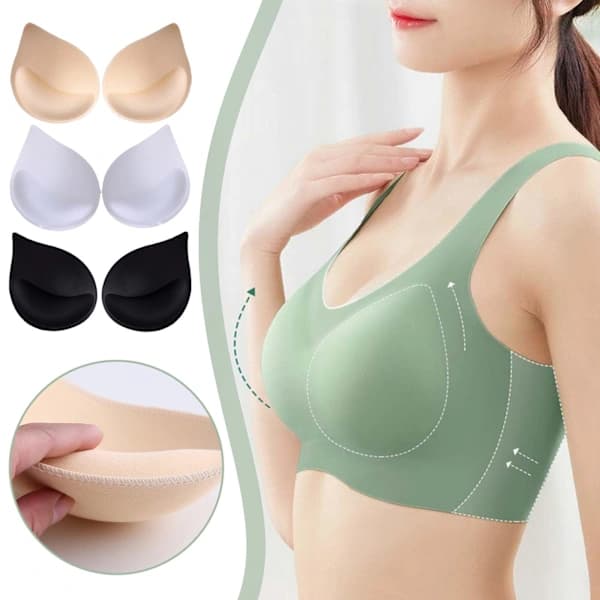 3 par BH-puter Push Up-innlegg BH-kopper Erstatning Bre svart One Size 3 stk[CO]