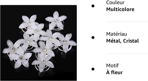 Hårpynt - 12 stk. spiralhårnåle med rhinstensblomst til brudehårpynt