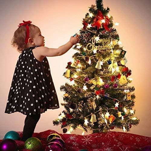 Stjerneformede lyslenker batteridrevet 12m 80 LED Fairy String L