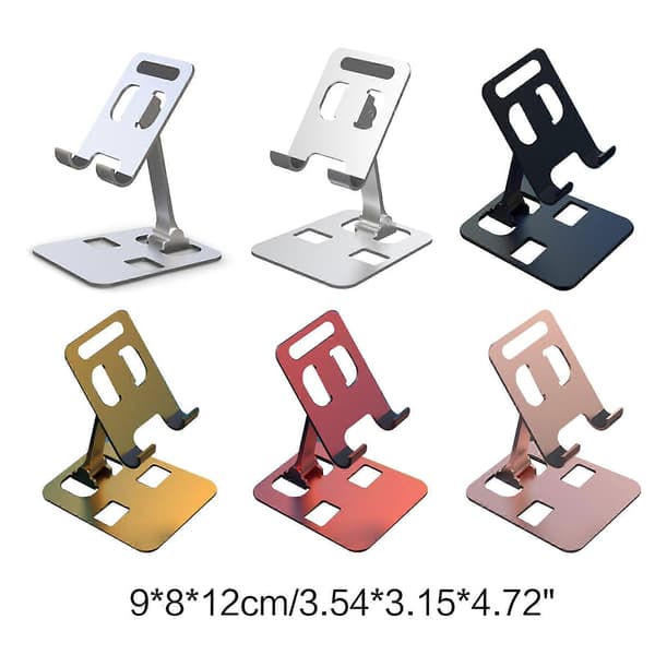 Sammenleggbart mobiltelefonstativ for skrivebord, multifunksjonell telefonholder, telefonfeste, justerbart, robust telefonstativ, rosegull Rose gold